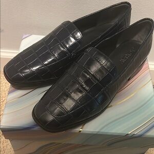 Navy J.Crew Crocodile Pattern Loafers